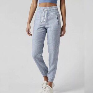 EUC Athleta Cabo Chambray Linen Joggers - 8P - Blue